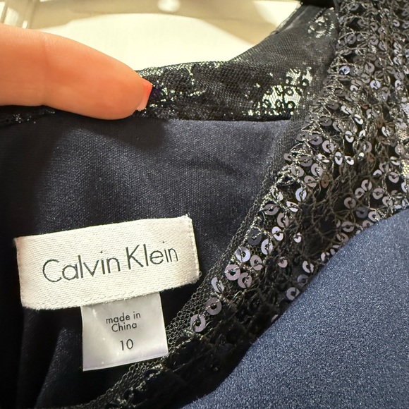 Calvin Klein Blue and Silver Sequin Sheath Dress - Picture 3 of 3